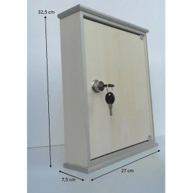 Resim Selena Büyük Kilitli Ahşap Anahtar Dolabı AkçaAnahtarlık 