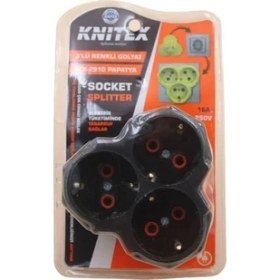 Resim Knitex KTX-2910 Papatya Golyat 3lü Priz Siyah 