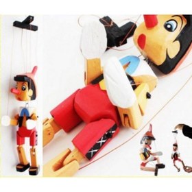 Resim DOĞAL AHŞAP OYUNCAKLAR Unisex Çocuk Renkli Ahşap İpli Kukla Pinokyo Oyuncağı 30 cm 