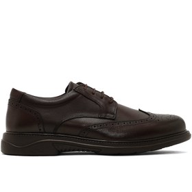 Resim Men's Brown Lace-Up Leather Casual Shoes 
