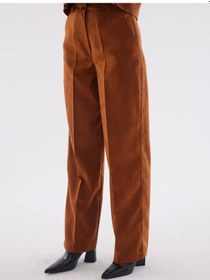 Resim Süet Camel Bol Paça Pantolon 001 