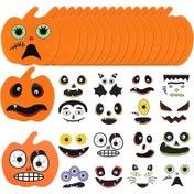 Resim 32 Parça Komik Balkabağı Süslemeleri, Halloween Köpük Balkabağı Sticker Seti, Kendinden Yapışkanlı Balkabağı Yüz Çıkartmaları, Balkabağı Şekilli Köpük Dekorasyonlar, Cadılar Bayramı Parti Aksesuarları 