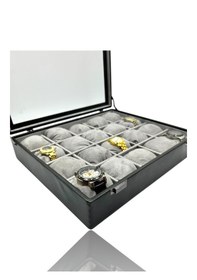 Resim Diji 20'li Saat Kutusu Saat Çantası Siyah İçi Gri Gri Yastıklı 