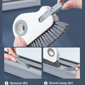 Resim 2'si 1 Arada Pencere Rayı ve Derz Temizleme Fırçası - Sürgülü Kapı Rayları, Eşiği, Contaları için Sert Kıllı El Aleti - Dayanıklı Plastik Manuel Fırça 