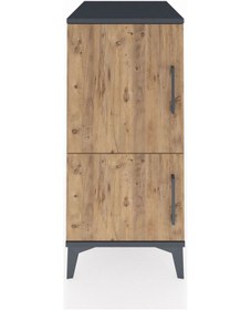 Resim Kronos Komodin 3 Raflı 2 Kapaklı 44x59x96 Antrasit-çam Antrasit 