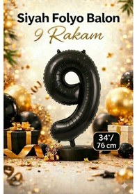 Resim 34" Folyo Rakam 76cm "9" Siyah / Black Siyah 