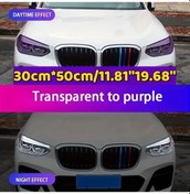 Resim Xuweiwei Purple 30cm X 50cm Tpu Fotokromik Far Sargı Filmi 118.1" Uv Reaktif Kendini İyileştiren 
