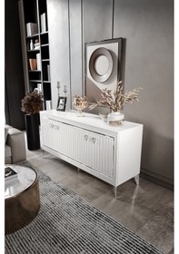 Resim KLAS KONSOL MDF MEBRAN KAPAK BEYAZ GÜMÜŞ 