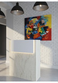 Resim Resital Ledli Karşılama Bankosu G-90 Cm Ofis Kasa Resepsiyon Masası Banko-003-8-1 