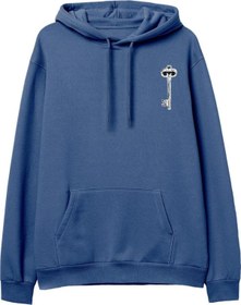 Resim Key Baskılı Hoodie-Royal Mavi 