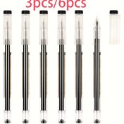 Resim 6 adet 3 adet/6 adet 0.35mm/0.5mm/Siyah Jel Mürekkep Kalem Ofis Okul Kırtasiye Malzemeleri Ultra-İnce Tükenmez Kalem, Hızlı Kuruyan, Orta Nokta, Plastik Malzeme, Ofis ve Okul Kullanımı İçin, Okul Malzemeleri | Şık Kalem Tasarımı | Pürüzsüz Yazma, Yazma İçin Kalem 