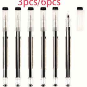 Resim 6 adet 3 adet/6 adet 0.35mm/0.5mm/Siyah Jel Mürekkep Kalem Ofis Okul Kırtasiye Malzemeleri Ultra-İnce Tükenmez Kalem, Hızlı Kuruyan, Orta Nokta, Plastik Malzeme, Ofis ve Okul Kullanımı İçin, Okul Malzemeleri | Şık Kalem Tasarımı | Pürüzsüz Yazma, Yazma İçin Kalem 