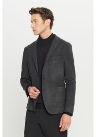 Resim Premıum Altınyıldız Erkek Antrasıt Yünlü Slim Fit Dar Kesim Mono Yaka Torba Cepli Blazer Ceket Antrasit 