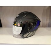 Resim Crn 620 Air Çenesiz Açık Kask Mat Siyah - Mavi 