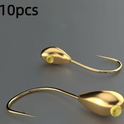 Resim 10 Adet Premium Altın Balıkçılık Kancaları Sazan İçin - Geleneksel Kurşun Başlı Jigbait Kancalar, Dikenli Tasarım, Solucan & Yem Balıkçılığı İçin İdeal, Dayanıklı Bakır Malzeme, Balıkçılık Yemi 