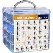 Resim 1180 adet Araba Tutucu Klips Seti, Parçalı Dişli Rivetler ile Plastik Hızlı Bağlayıcılar, Dekoratif Paneller, Tamponlar ve Fenderlar Onarımı için Uygun, Evrensel Otomotiv Klips Seti 