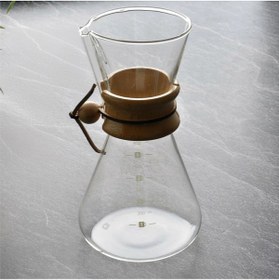 Resim Hype Store Chemex Tarzı Cam Kahve Demleme Karafı 600 ml | Borosilikat Isıya Dayanıklı, Ahşap Manşetli | Pour Ov 