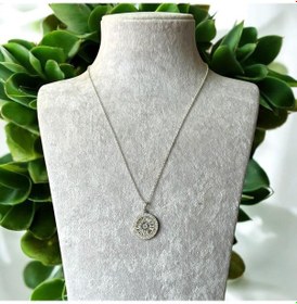 Resim Ortası Nazar Boncuğu Taşlı Şık Zirkon Kolye Gri 