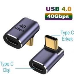 Resim Daisy Home Doksan Derece Type-C Çevirici 40 Gbps 90 Derece Typec Çevirici 