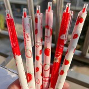 Resim 6 adet/Set 0.5mm Siyah Mürekkep Tatlı Çilek Kokulu Geri Çekilebilir Jel Kalemler - Yazma ve Çizim için Mükemmel! 