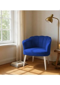 Resim Waterybrook Tekli Berjer Koltuk - Papatya Babyface Kumaş Beyaz Ayaklı - 13 Renk Seçeneği Saks Mavisi 
