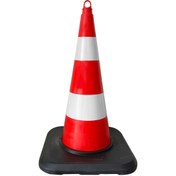 Resim İleri Trafik TPE Trafik Konisi 75 cm Ağırlıklı Çift Reflektifli Trafik Dubası 