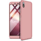 Resim Xiaomi Redmi 7a Kılıf Double Dip 360 Protective Rose Gold Microsonic