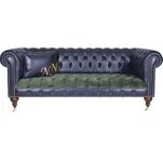 Resim A Mobilya Dark Blue Green Leather Chesterfield 
