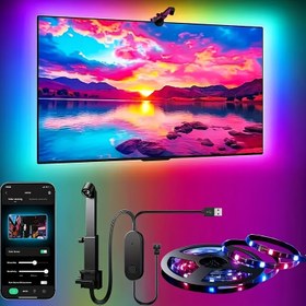 Resim 1pc AIME Akıllı RGB LED Şerit, Uygulama Kontrollü TV Arka Işığı, AR Renk Eşleştirme, Müzik Senkron Ritmi, USB Güçlü, Duvar Montajlı, Su Geçirmez Olmayan, Salon Dekoru, Festive Christmas & Eid Mubarak Dekorasyonu 