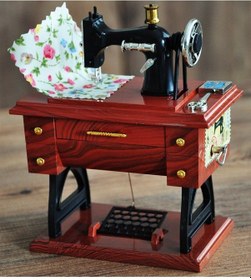 Resim Kişiye Özel Nostaljik Tasarımlı Dikiş Makinesi Müzik Kutusu Pmd-15 