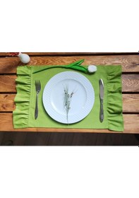 Resim Bahar Keten 2 Kenar Fırfırlı Yeşil Vintage Amerikan Servis 30x50 