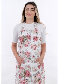 Resim Motif Ayarlanabilir Askılı Şef Önlüğü Chef Mutfak Önlüğü Pembe Güller 
