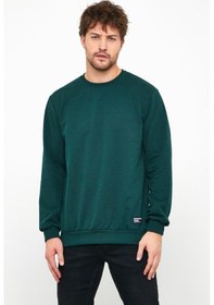 Resim MMetalic Erkek Koyu Yeşil Basic Bisiklet Yaka Sweatshirt 