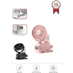 Resim Torima F-14 Pembe Dijital Ekranlı Şarjlı Su Kapasiteli Mini Masa Fan Vantilatör 