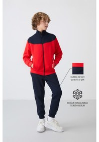 Resim Tommy Life Fiesta-lacivert Pamuklu Kalın İçi Tüylü Yumuşak Dokulu Standart Fit Nakışlı Erkek Çocuk Eşofman Tak Kırmızı - Lacivert 