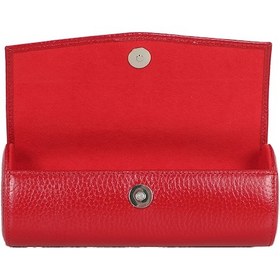 Resim SKS Leben 603 46B 10 Büyük Boy Deri Unisex Gözlük Kabı Kırmızı 