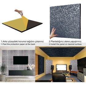 Resim Tink Antrasit Embos Keçe Ses ve Isı Yalıtım Paneli Taş Desenli 48X48 cm 4 Adet 