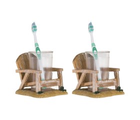Resim 2 Adet Diş Fırçalık Ve Macunluk Sandalye Poliresin 13x11x10cm 200ml Banyo Seti Çok Renkli 
