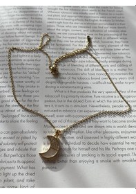 Resim Zirkon Taşlı Sedefli Yarım Ay Çelik Kararmaz Gold Kolye Altın 