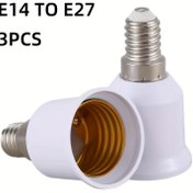 Resim 3 adet E14'den E27'ye Adaptör Taban Vida LED Işık Ampul Soket Dönüştürücü Beyaz Lamba Başlığı Uzatma Dönüştürücü Plastik Tutucu Taban Adaptörü Ev Ofis Lamba Soket Değişimi için 