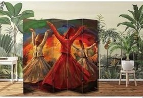 Resim Semazen Temalı Özel Tasarım Paravan Room Divider Oda Bölücü PRVN-1307-1, 220 x 180 