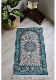 Resim Osmanlı Desen Astarlı Lüks Seccade S1018 Mavi Çok Renkli 