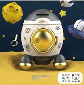 Resim Yulong B.n. Karikatür Şanslı Çanta Kumbara - Roket Gri Altın + 