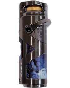Resim Parmida Tek Torch Pürmüz Gunmetal-mavi Desenli Metal Puro Çakmağı 