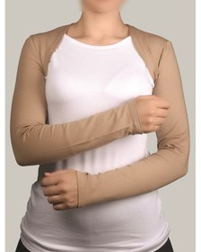 Resim Altobeh Uzun Kollu Kadın Tesettür İçe Giyilen Bolero - Koyu Bej Çok Renkli 