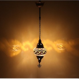 Resim Dekoratif EL YAPIMI MOZAİK TAVAN LAMBASI SANAT LAMBA DESENLİ AVİZE 