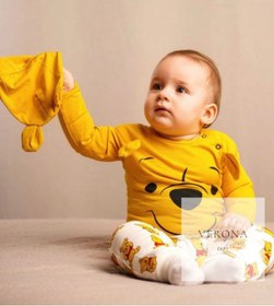 Resim VERONA TARZ Yeni Sezon Erkek Bebek 3lü Ayıcıklı Şapkalı Alt-üst Takımı 3-12 Ay 