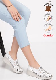 Resim Gondol Hakiki Deri Dolgu Taban Rahat Yazlık Ayakkabı Esfa.4001 