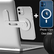 Resim GongtuShop IP12PROCASE Combo Stili iPhone Serisi Için Dizüstü Cep Telefonu Montajı, Katlanabilir Metal Yapıştırma Tabanı Ofis Monitörü Manyetik Tutucu Cep Telefonuna Uyarlama (Yurt Dışından) 