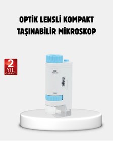 Resim BURCU MODA Taşınabilir Eğitim Mikroskobu 80X-200X LED Işıklı ve Darbeye Dayanıklı 